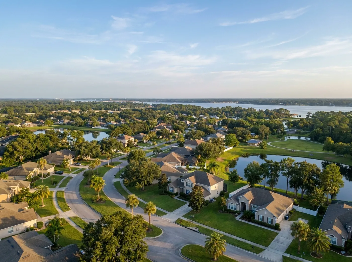 Jacksonville Florida residential neighborhood aerial view
